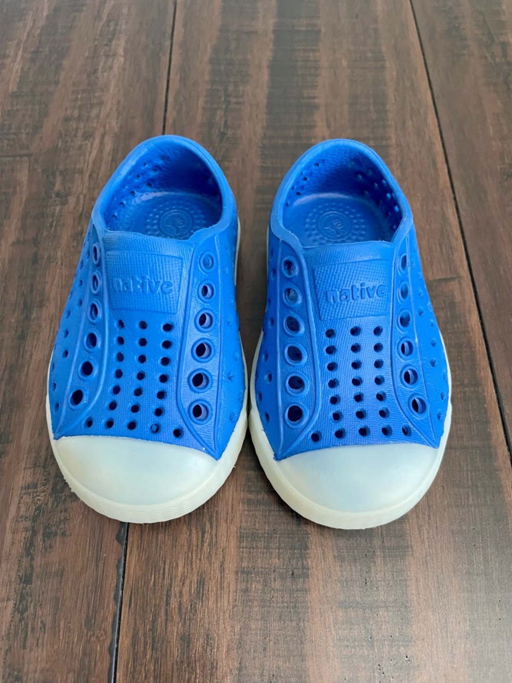 Native Jefferson Style Blue Glow in the Dark Slip On Toddler Shoes